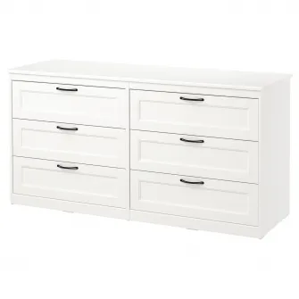 IKEA SONGESAND Comoda 6 sertare, alb, 161x81 cm