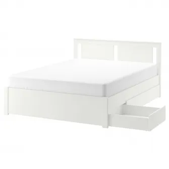 IKEA SONGESAND Cadru pat+2 cutii depozitare, alb/Luröy, 160x200 cm