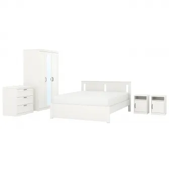 IKEA SONGESAND Mobilier dormitor, set 5 piese, alb, 160x200 cm
