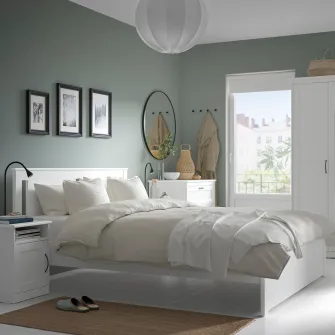 IKEA SONGESAND Mobilier dormitor, set 5 piese, alb, 160x200 cm