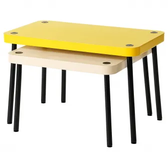 IKEA SONHULT Set 2 mese, galben/aspect mesteacan