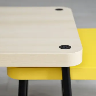 IKEA SONHULT Set 2 mese, galben/aspect mesteacan