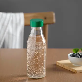 IKEA SPARTANSK Sticla de apa, sticla transparenta/verde, 0.5 l