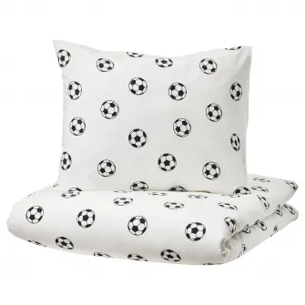 IKEA SPORTSLIG Husa pilota+fata perna, model fotbal, 150x200/50x60 cm