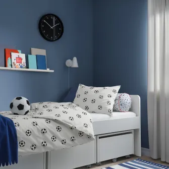 IKEA SPORTSLIG Husa pilota+fata perna, model fotbal, 150x200/50x60 cm