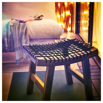 IKEA STACKHOLMEN Taburet exterior, maro deschis vopsit, 48x35x43 cm