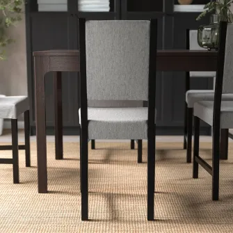 IKEA STEFAN Scaun, negru-maro/Knisa gri/bej
