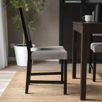 IKEA STEFAN Scaun, negru-maro/Knisa gri/bej