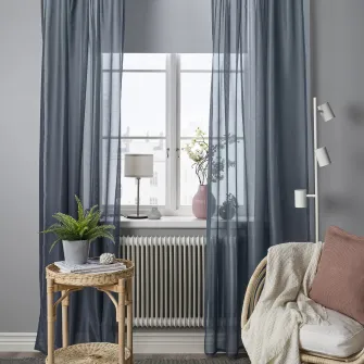 IKEA STENFRÖ Perdele transparente, 2buc, albastru inchis/rjns, 145x300 cm