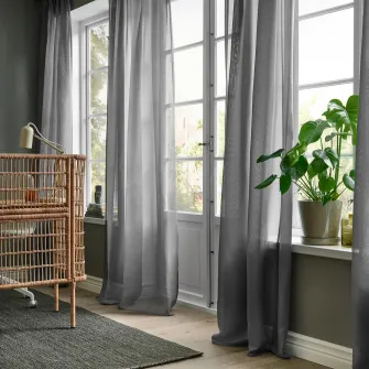 IKEA STENFRÖ Perdele transparente, 2buc, gri/rjns, 145x300 cm