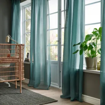 IKEA STENFRÖ Perdele transparente, 2buc, turcoaz/rjns, 145x300 cm