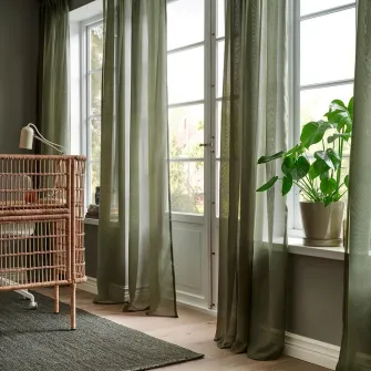 IKEA STENFRÖ Perdele transparente, 2buc, verde/rjns, 145x300 cm