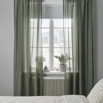 IKEA STENFRÖ Perdele transparente, 2buc, verde/rjns, 145x300 cm