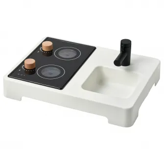 IKEA STENMUS Mini-bucatarie jucarie, alb/negru