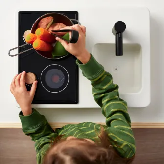 IKEA STENMUS Mini-bucatarie jucarie, alb/negru