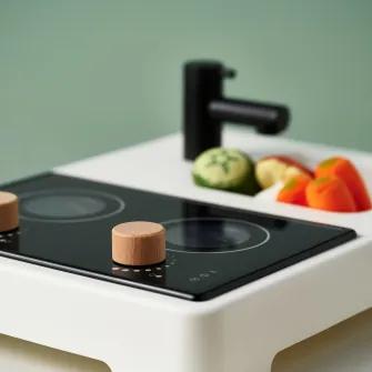 IKEA STENMUS Mini-bucatarie jucarie, alb/negru
