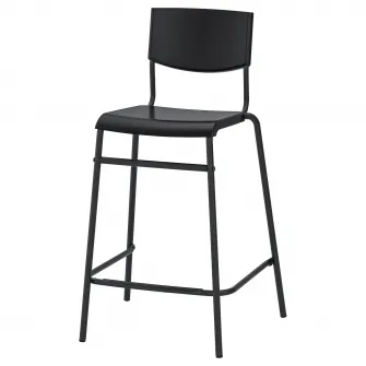 IKEA STIG Scaun bar cu spatar, inaltimea blatului negru/negru, 63 cm