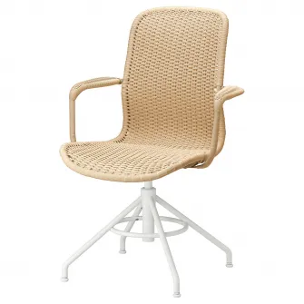 IKEA STIGBYGEL Scaun rotativ+brate, bej/alb