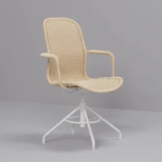 IKEA STIGBYGEL Scaun rotativ+brate, bej/alb