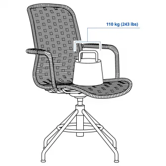 IKEA STIGBYGEL Scaun rotativ+brate, bej/alb