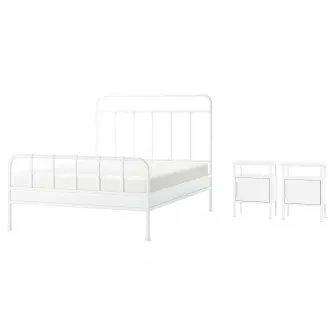 IKEA STJÄRNÖ / GRÅFJÄLLET Mobilier dormitor, set 3 piese, alb, 140x200 cm