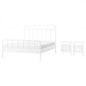IKEA STJÄRNÖ / GRÅFJÄLLET Mobilier dormitor, set 3 piese, alb, 160x200 cm