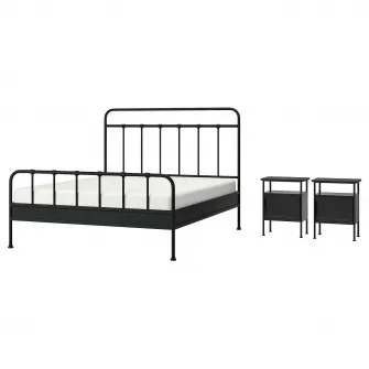 IKEA STJÄRNÖ / GRÅFJÄLLET Mobilier dormitor, set 3 piese, antracit, 160x200 cm