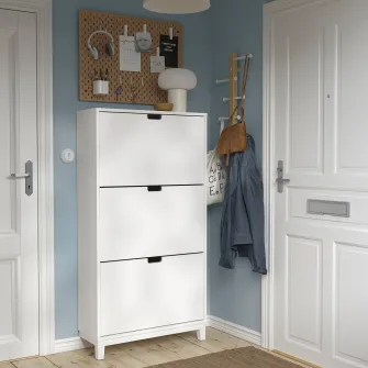 IKEA STÄLL Dulap pantofi 3 compartimente, alb, 79x29x148 cm