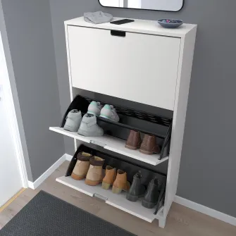 IKEA STÄLL Dulap pantofi 3 compartimente, alb, 79x29x148 cm