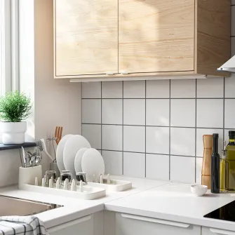 IKEA STÄMLING Suport vesela, alb murdar, 48 cm
