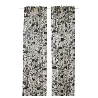 IKEA STOCKHOLM 2025 Draperii, 2buc, alb/negru/rjns, 145x300 cm