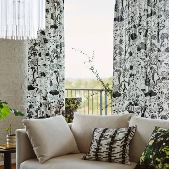 IKEA STOCKHOLM 2025 Draperii, 2buc, alb/negru/rjns, 145x300 cm