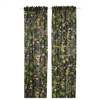 IKEA STOCKHOLM 2025 Draperii, 2buc, negru multicolor/rjns, 145x300 cm