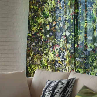 IKEA STOCKHOLM 2025 Draperii, 2buc, negru multicolor/rjns, 145x300 cm