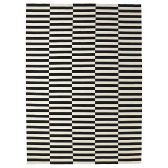IKEA STOCKHOLM Covor, tesatura plata, lucrat manual/dungat negru/alb pal, 250x350 cm