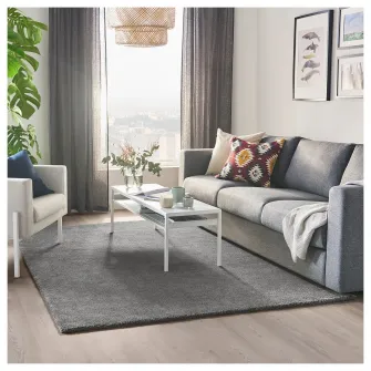 IKEA STOENSE Covor, fir scurt, gri mediu, 170x240 cm