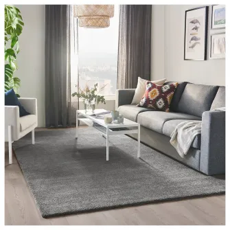 IKEA STOENSE Covor, fir scurt, gri mediu, 200x300 cm