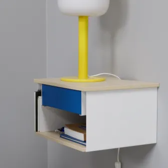 IKEA STOMSÖ Noptiera de perete, aspect mesteacan alb/albastru, 36x29x20 cm