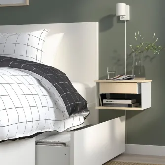 IKEA STOMSÖ Noptiera de perete, aspect mesteacan alb/albastru, 36x29x20 cm