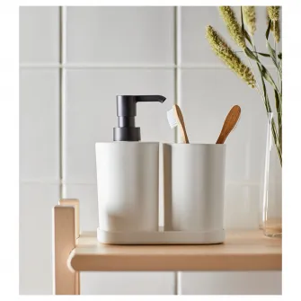 IKEA STORAVAN Set accesorii baie, 3 piese, alb