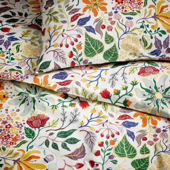 IKEA STRANDLUMMER Husa pilota+2 fete perna, multicolor/model floral, 200x200/50x60 cm