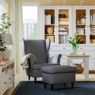 IKEA STRANDMON Scaun cu brate, Nordvalla gri inchis