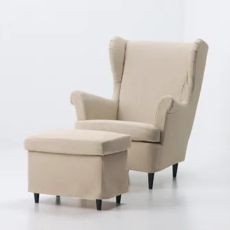 IKEA STRANDMON Husa pentru taburet, Stigsbo multicolor/bej