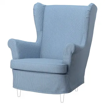 IKEA STRANDMON Husa scaun cu brate, Sjölyckan albastru inchis/bej dungat