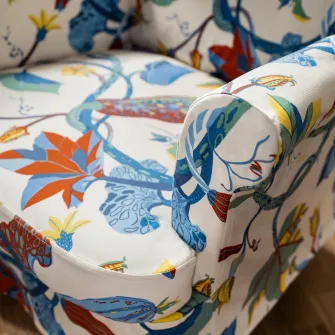 IKEA STRANDMON Husa scaun cu brate, Stigsbo multicolor/bej