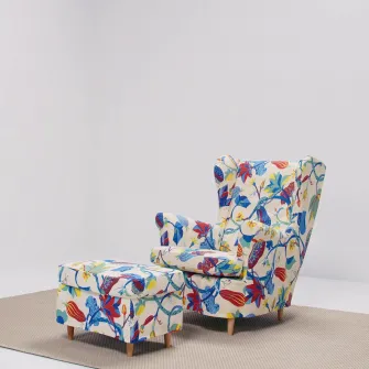 IKEA STRANDMON Husa scaun cu brate, Stigsbo multicolor/bej