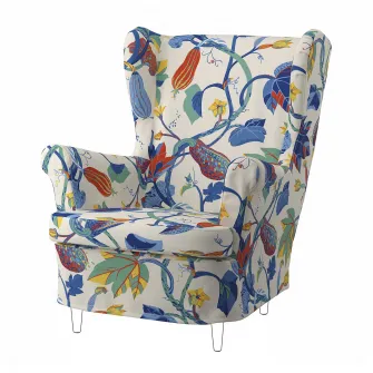 IKEA STRANDMON Husa scaun cu brate, Stigsbo multicolor/bej
