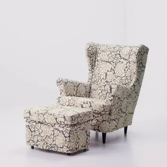 IKEA STRANDMON Husa pentru taburet, Ribersborg gri inchis/bej