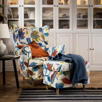 IKEA STRANDMON Husa pentru taburet, Stigsbo multicolor/bej