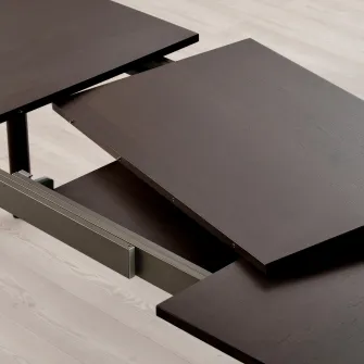 IKEA STRANDTORP / MÅRENÄS Masa+6 fotolii, maro/negru Gunnared bej, 150/205/260 cm